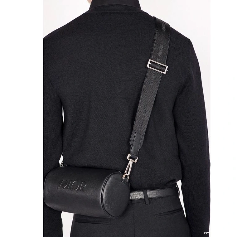 Cheap Grained Black Dior Calfskin Messenger Roller 0711 Luxury